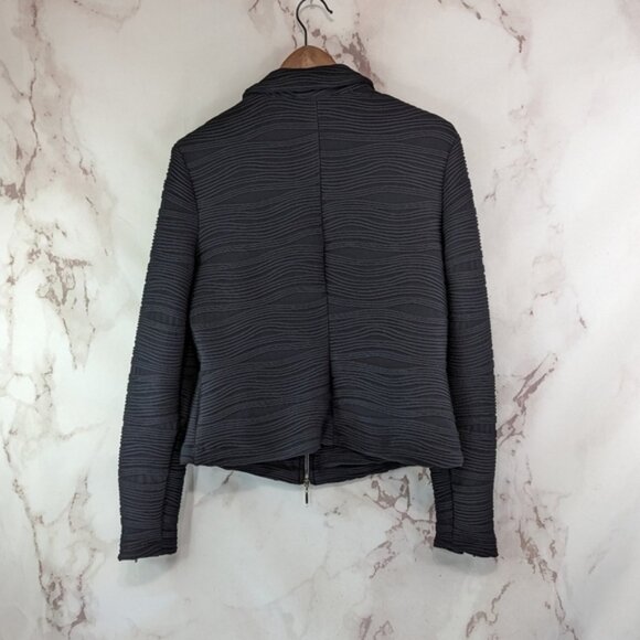 Joseph Ribkoff Jacket Womens Large 14 Black Zip Ribbed Textured Artsy - Picture 5 of 11